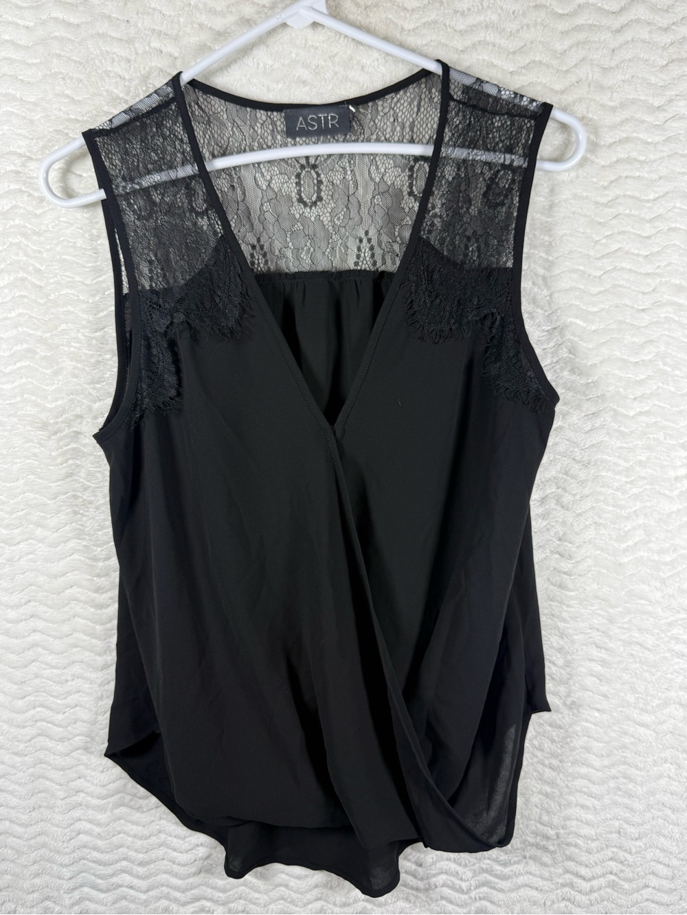 ASTR Black Lace Yoke Surplice Camisole